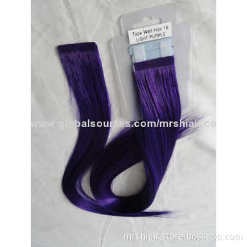 22-inch purple color human straight tape in hair extensions